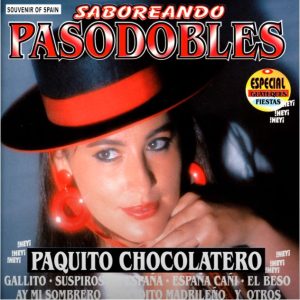 mujer con sombrero andaluz bajo la palabra PASODOBLES.