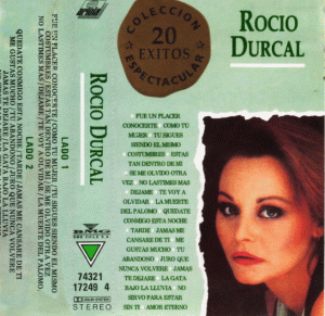 Carátula de la cantante Rocío Dúrcal usada para ilustrar la letra de su canción Me refugié en tu juventud en el blog Música en español.