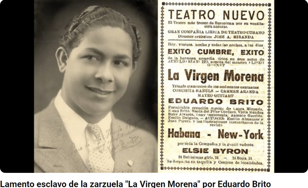 Imagen del barítono dominicano Eduardo Brito usada para ilustrar la letra de la habanera Lamento esclavo en el blog Música en español.