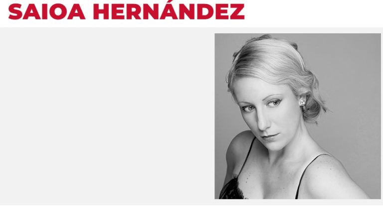 Imagen de la soprano Saioa Hernández usada para ilustrar la letra de la canción Qué te importa que no venga.