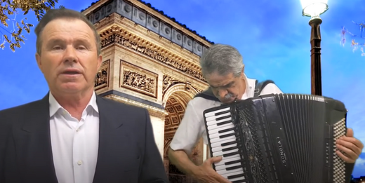 El cantante navarro Rafael González Arana y el acordeonista Marcos Sáez de Pipaón.