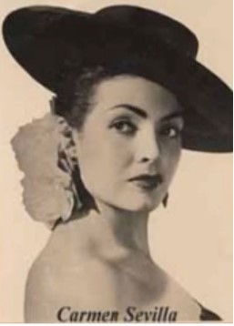 Imagen de Carmen Sevilla usada para ilustrar la letra de su canción Ole ya, compañero.