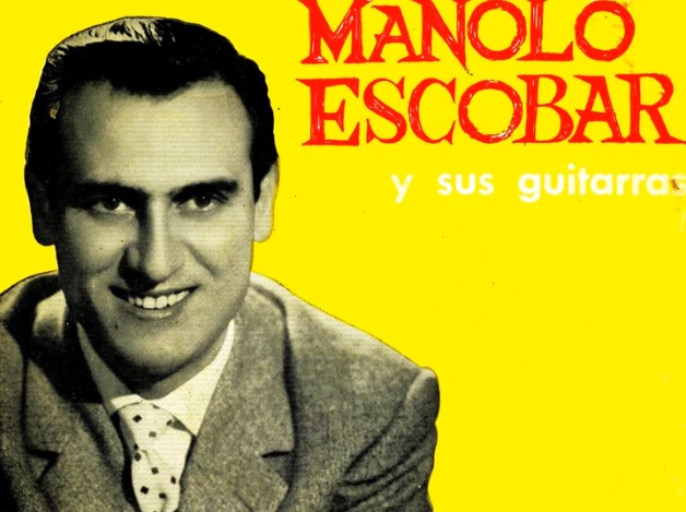 Imagen del cantante español Manolo Escobar usada para ilustrar la letra de sus canciones tituladas Espigas y amapolas y Mambo del embustero.