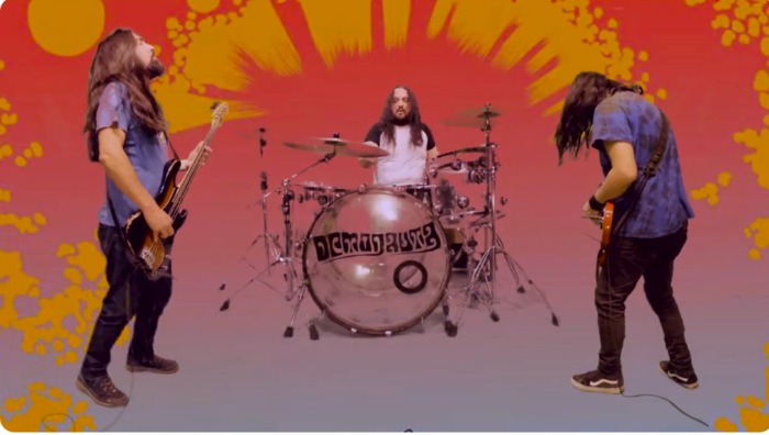 El grupo chileno de stoner metal Demonauta en una actuación. Imagen usada para ilustrar la letra de su canción titulada Del viento.